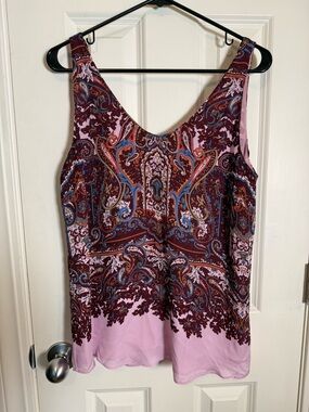 J. Crew Pink Paisley Silk Sleeveless Tank